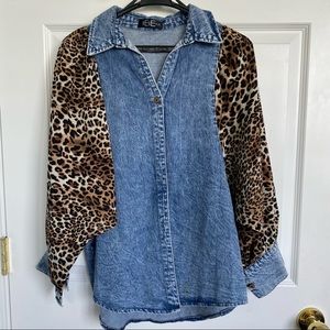 Collared Cheetah and Denim Shirt